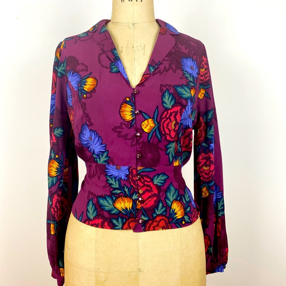 Anthropologie Soft Button Down Tie Back Blouse